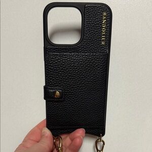 Bandolier Black Textured Phone Case with Gold Accents iPhone 15 pro max